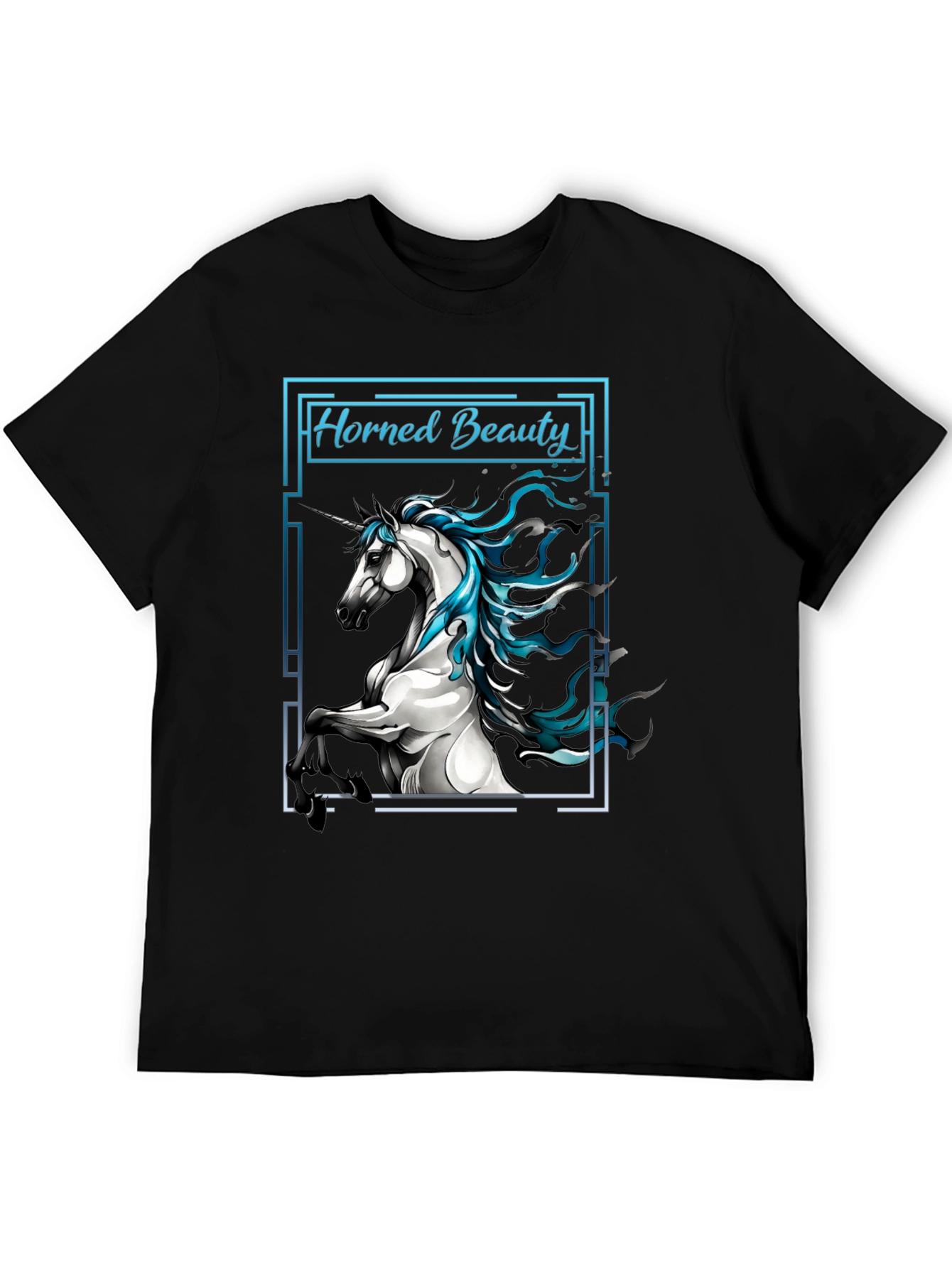 Horned Beauty Graphic Tee - Black Cotton