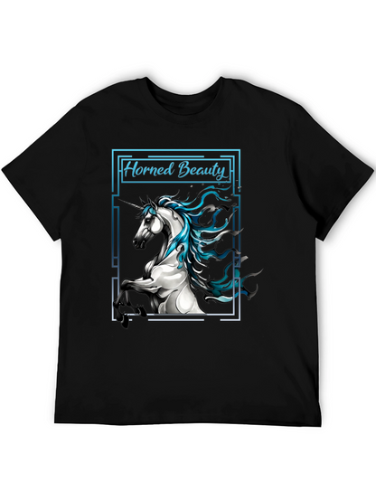 Horned Beauty Graphic Tee - Black Cotton