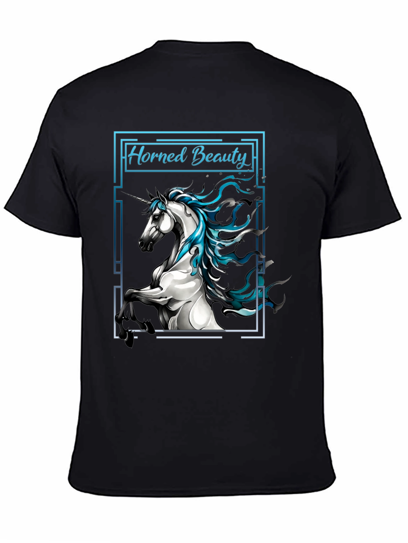 Horned Beauty Graphic Tee - Black Cotton