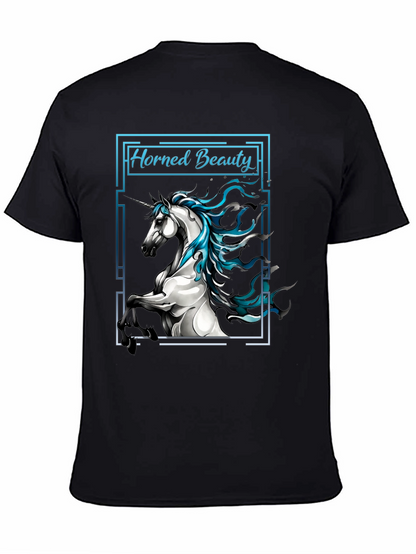 Horned Beauty Graphic Tee - Black Cotton