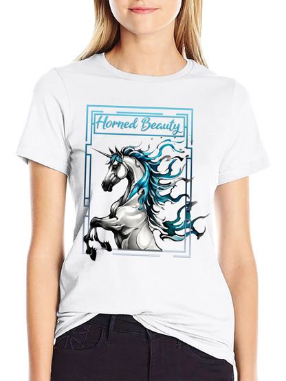 Horned Beauty Graphic Tee - Black Cotton
