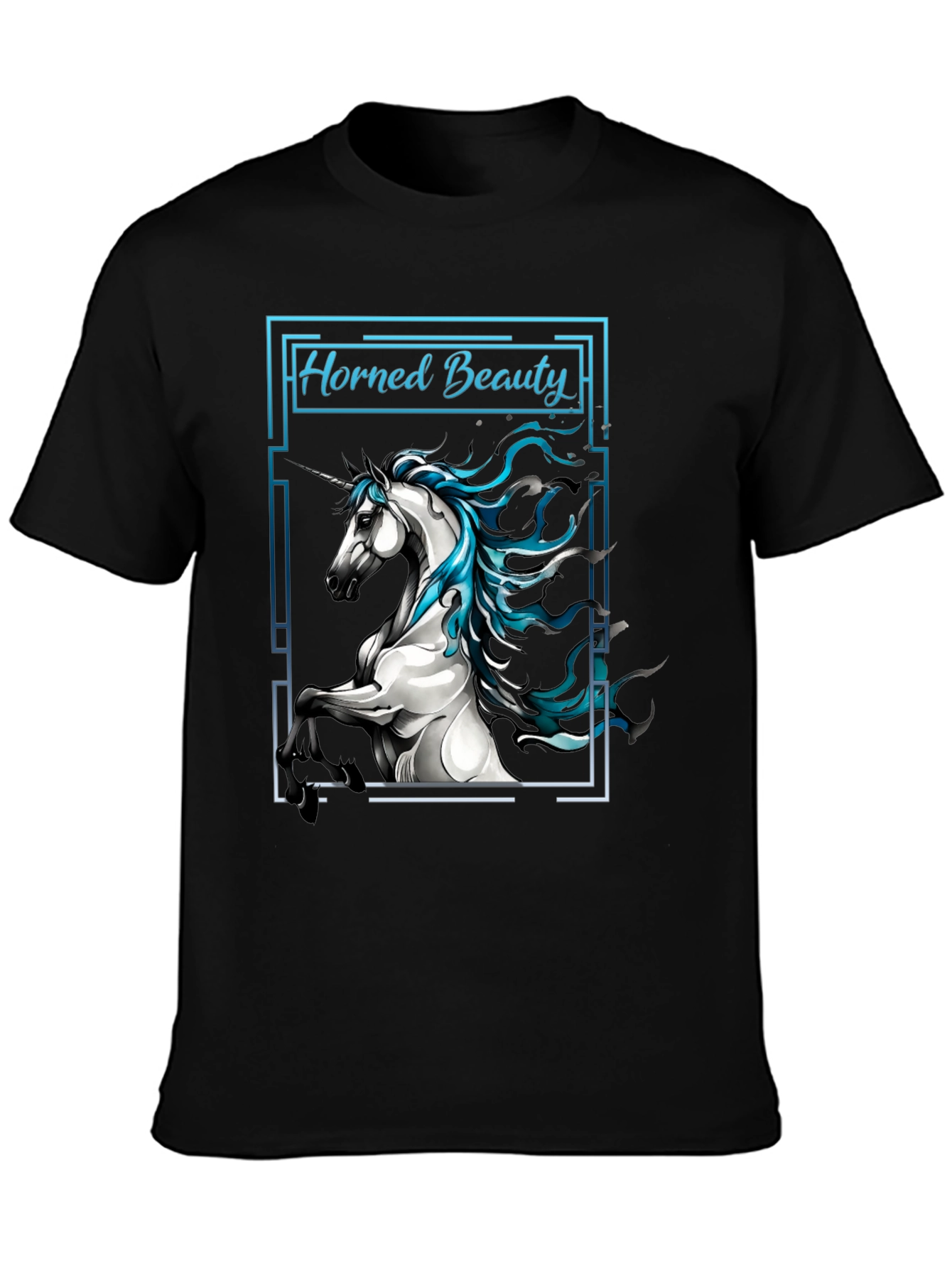 Horned Beauty Graphic Tee - Black Cotton