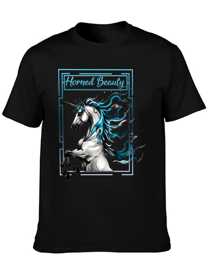 Horned Beauty Graphic Tee - Black Cotton