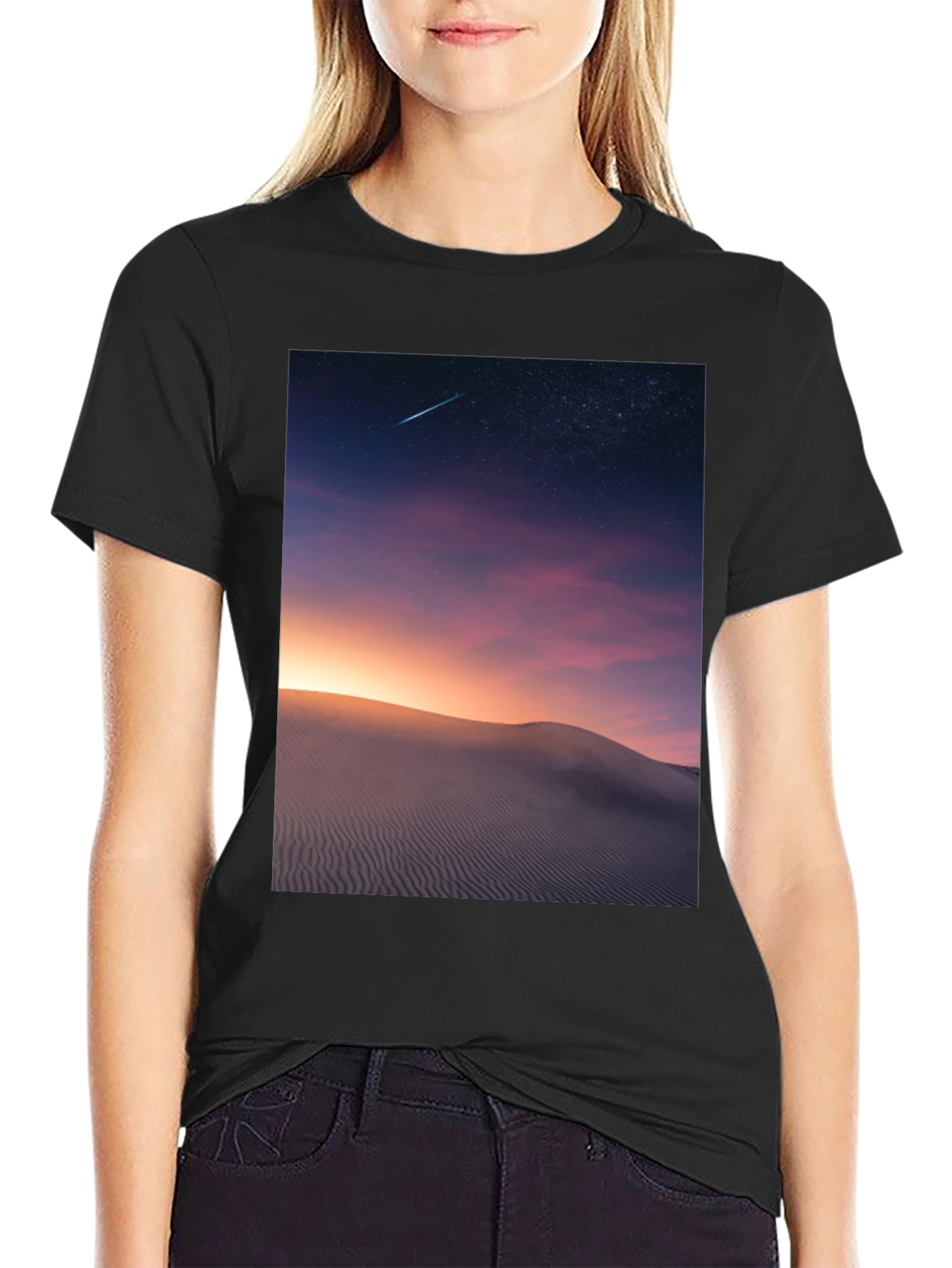 Night Desert Scene Graphic T-Shirt