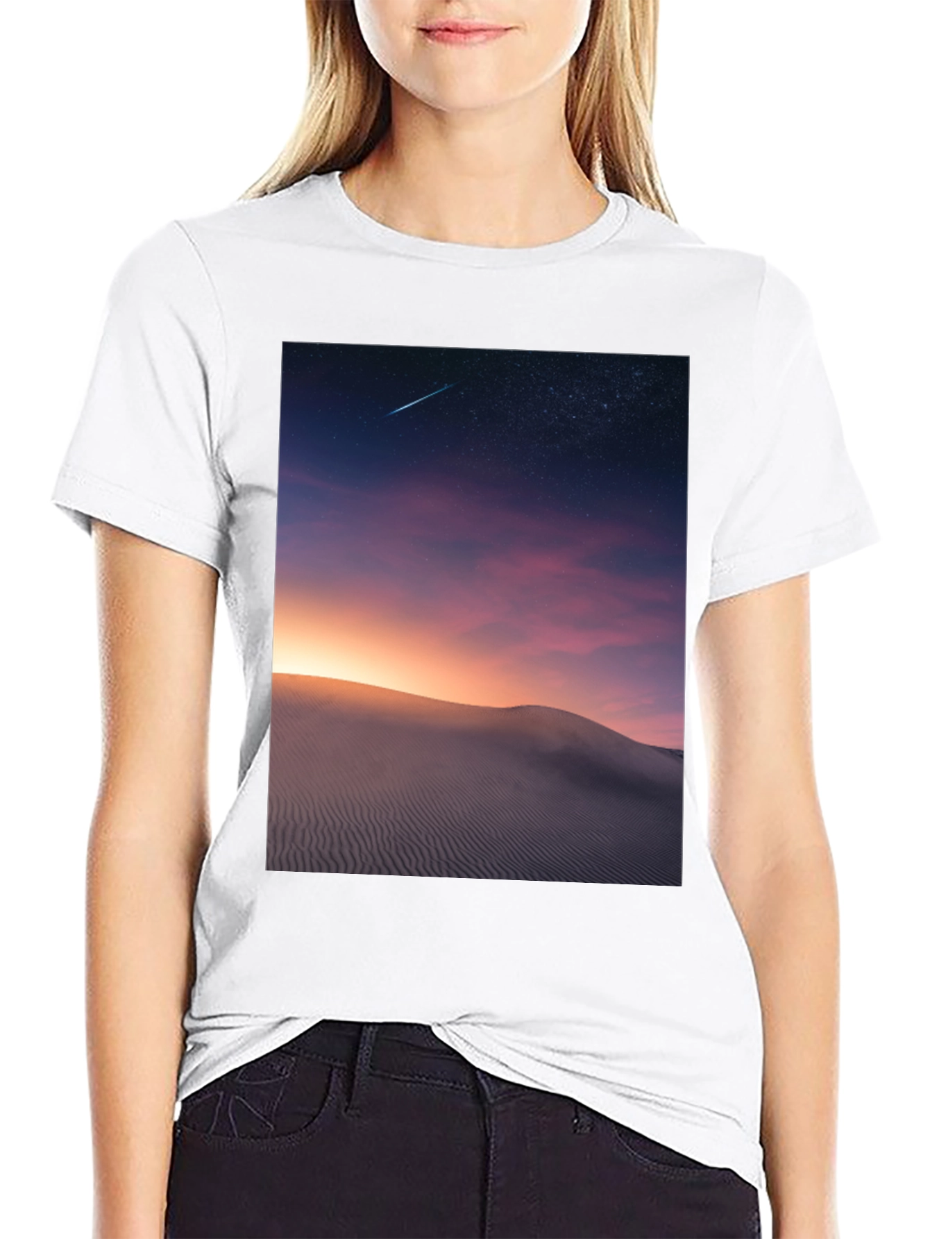 Night Desert Scene Graphic T-Shirt