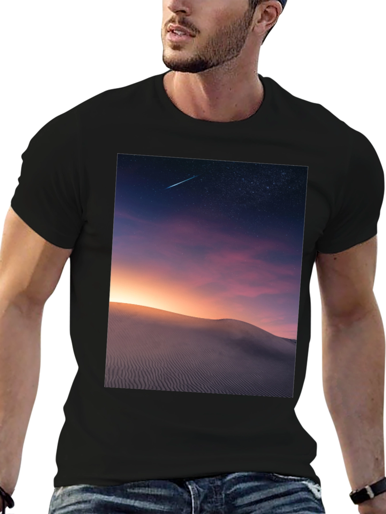 Night Desert Scene Graphic T-Shirt