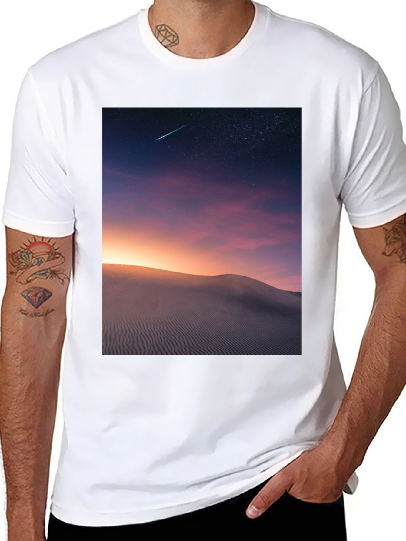 Night Desert Scene Graphic T-Shirt