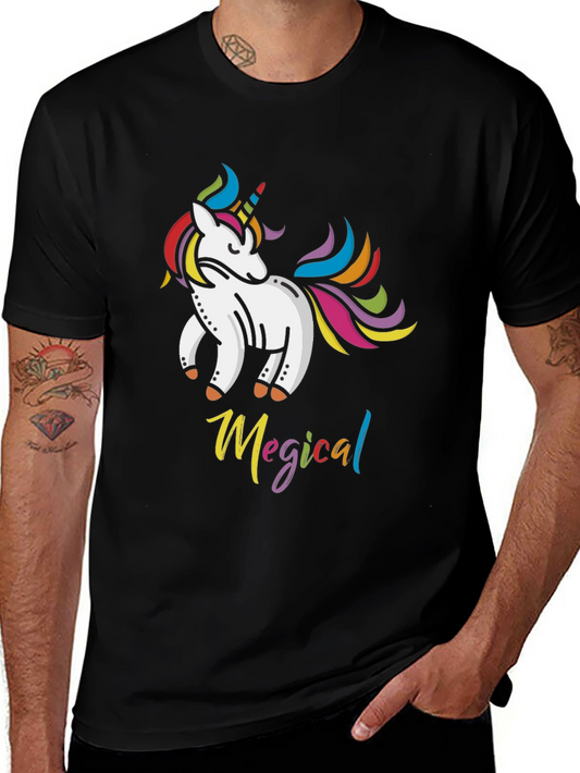 Magical Unicorn Graphic Tee - Black Cotton T-Shirt