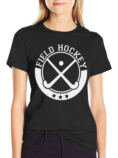 Field Hockey Graphic Tee - Black Cotton T-Shirt