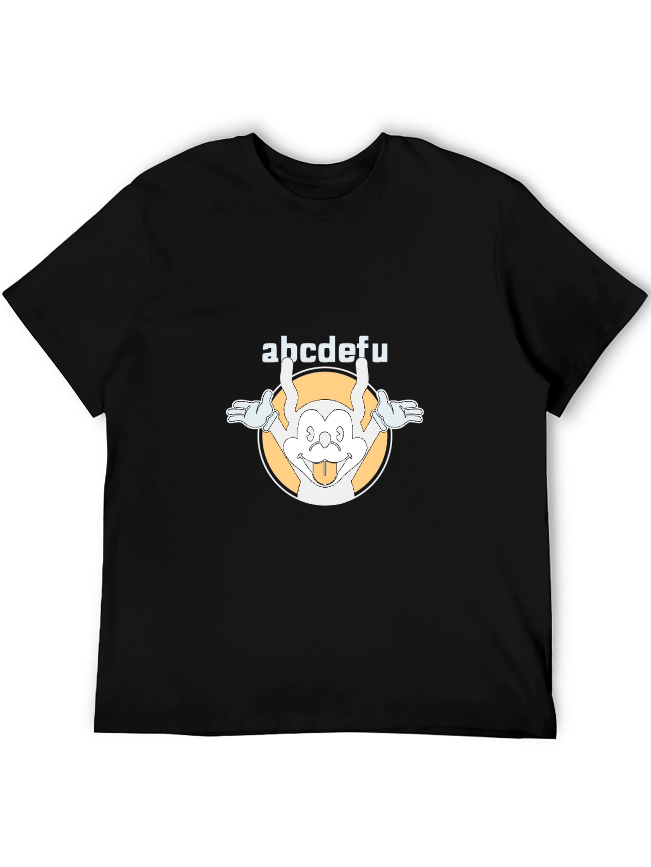 Funny abcdefu Cartoon Graphic Tee - Black