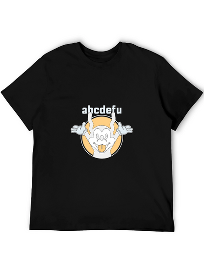 Funny abcdefu Cartoon Graphic Tee - Black