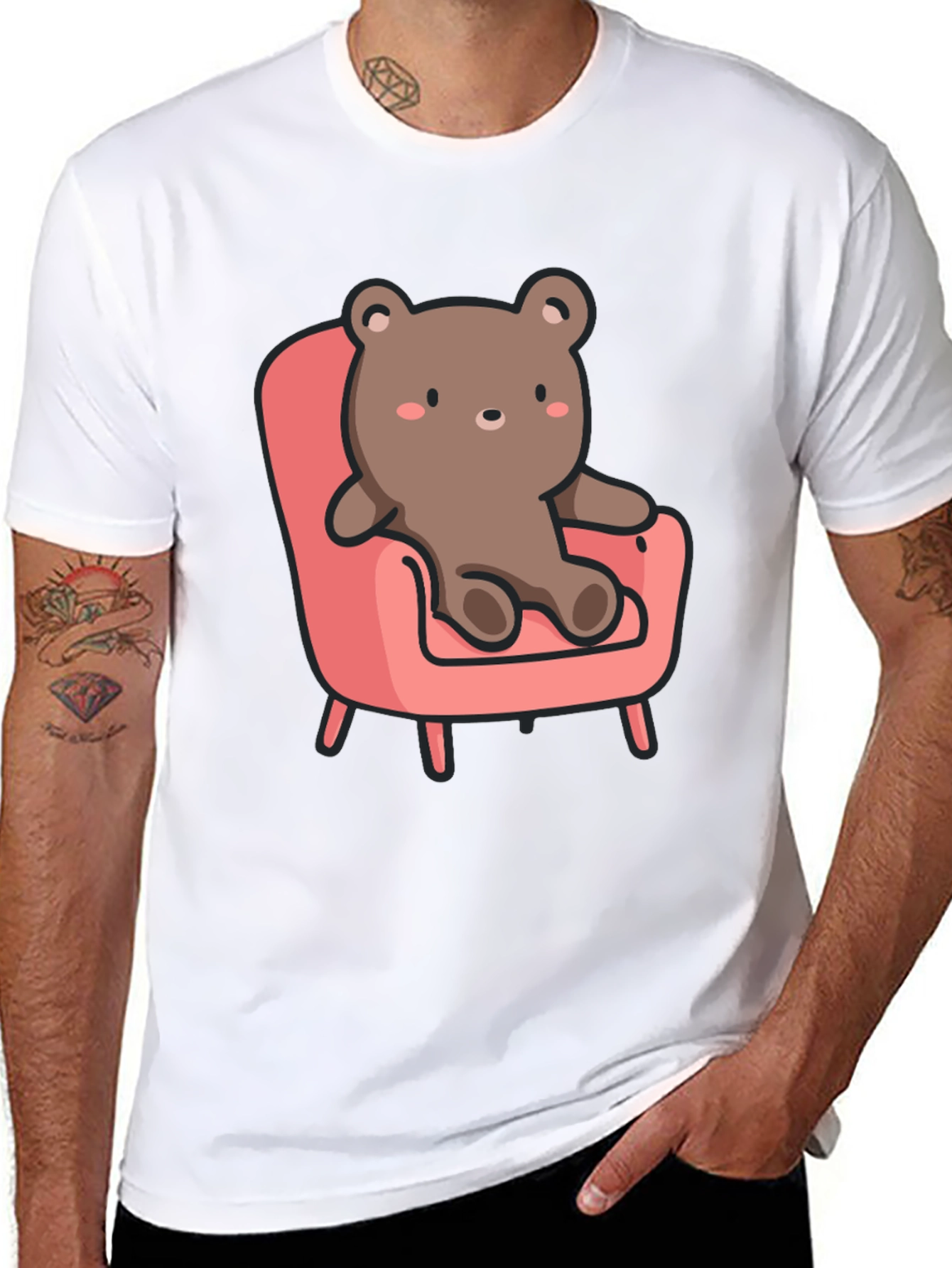 Cute Bear on Chair Graphic T-Shirt