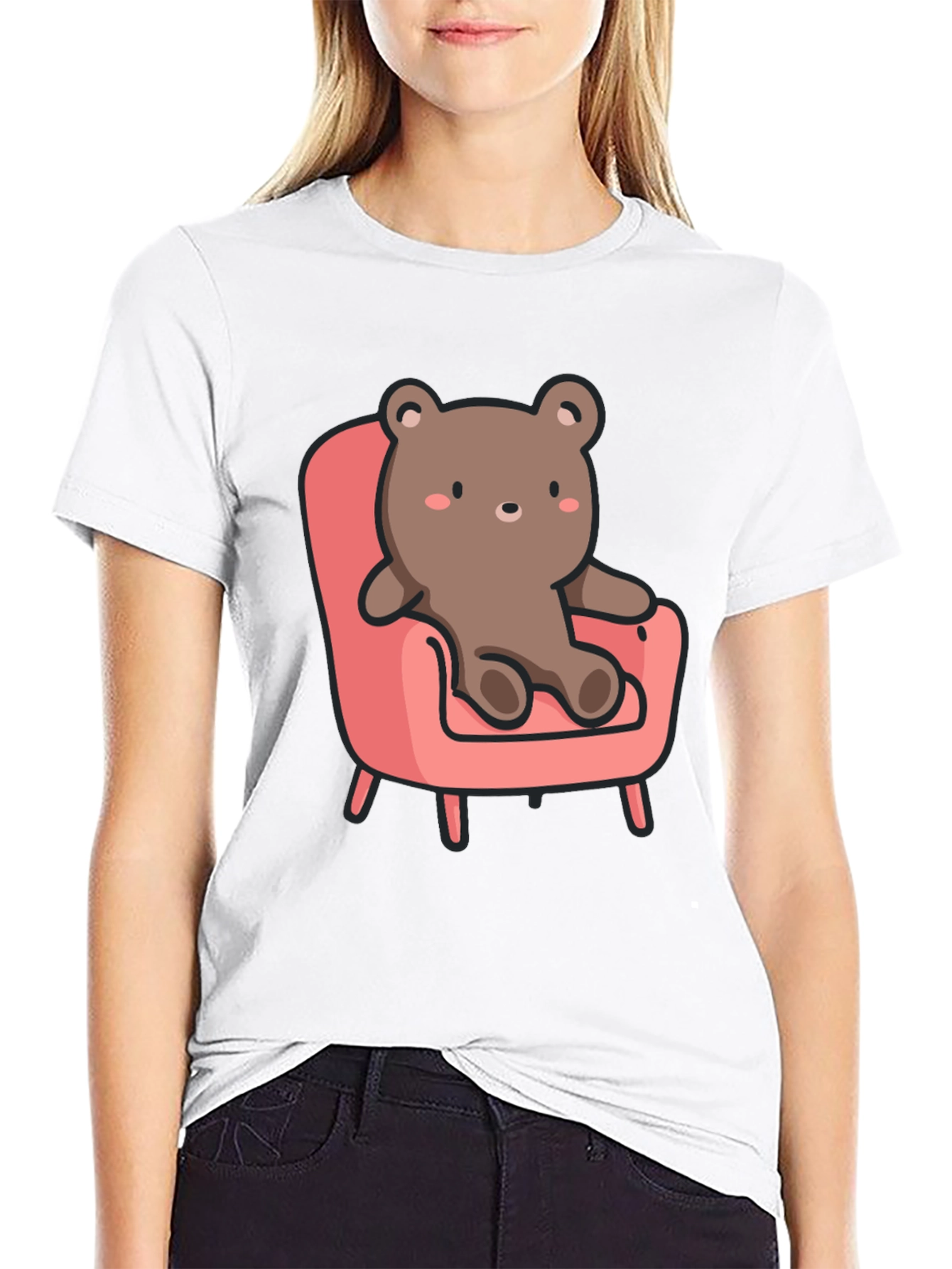 Cute Bear on Chair Graphic T-Shirt