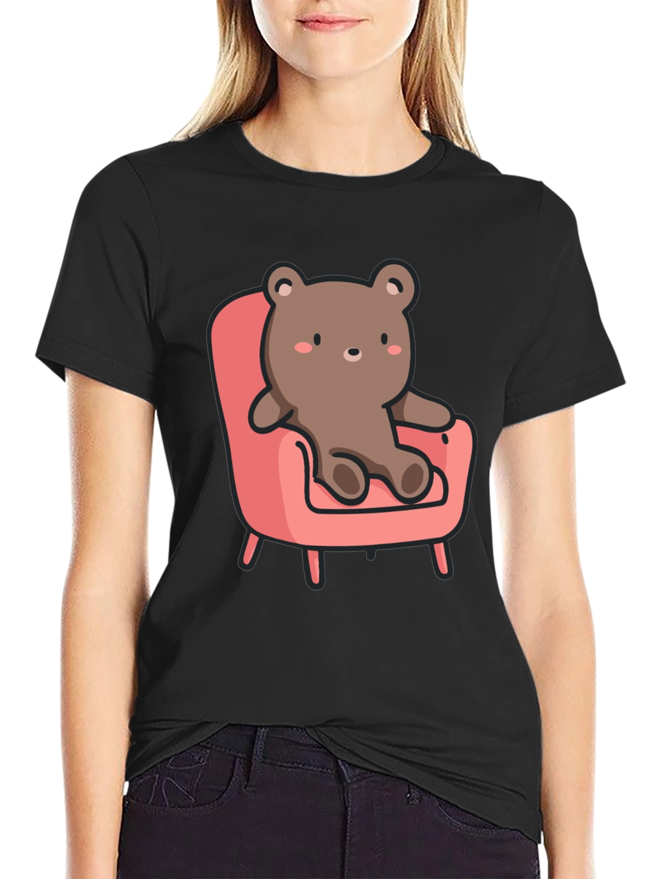 Cute Bear on Chair Graphic T-Shirt