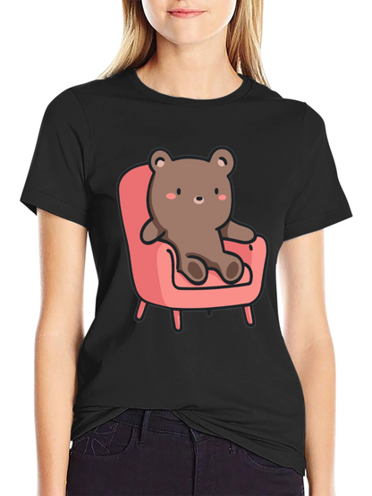 Cute Bear on Chair Graphic T-Shirt