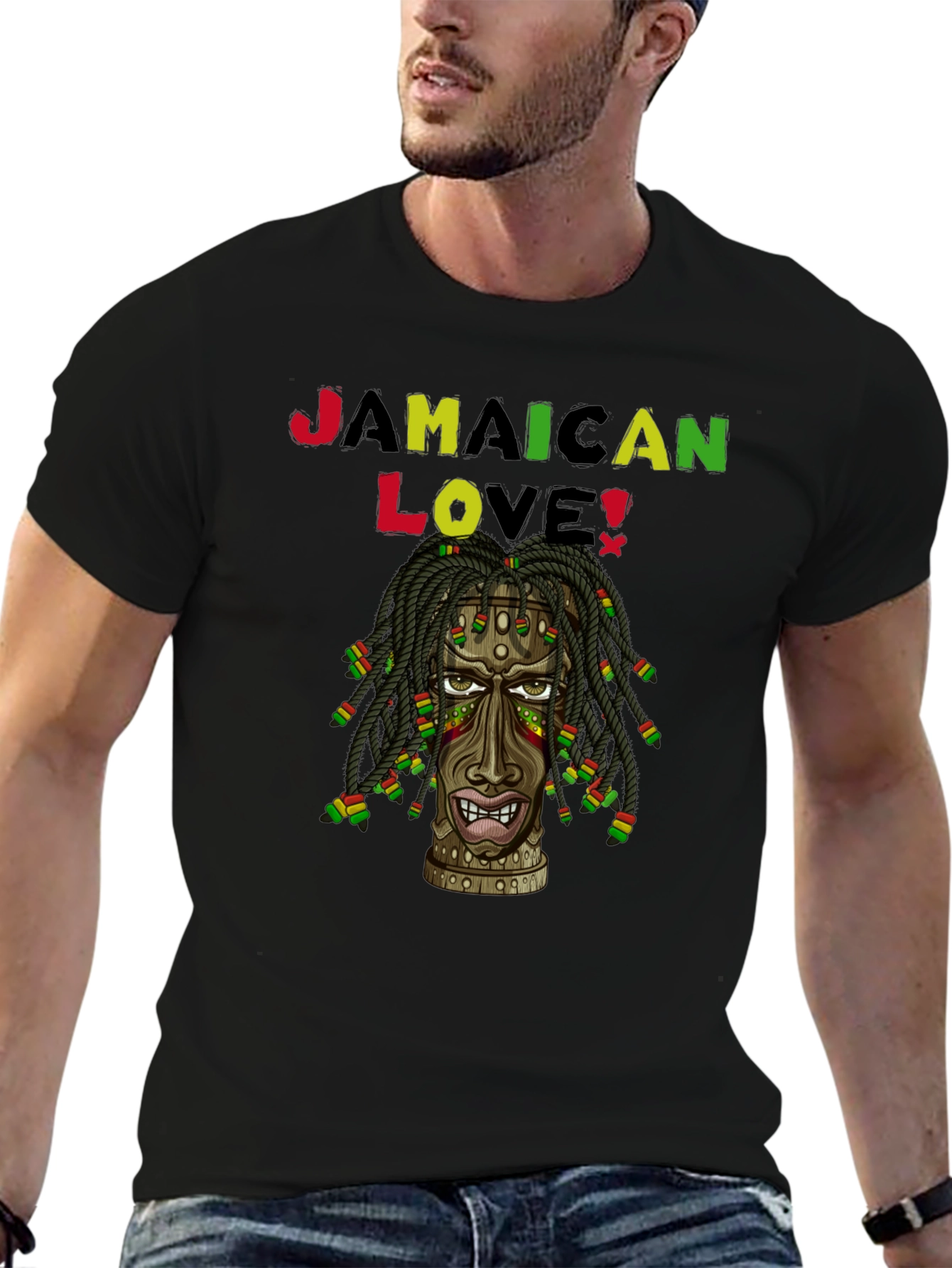Jamaican Love Graphic Print Black T-Shirt