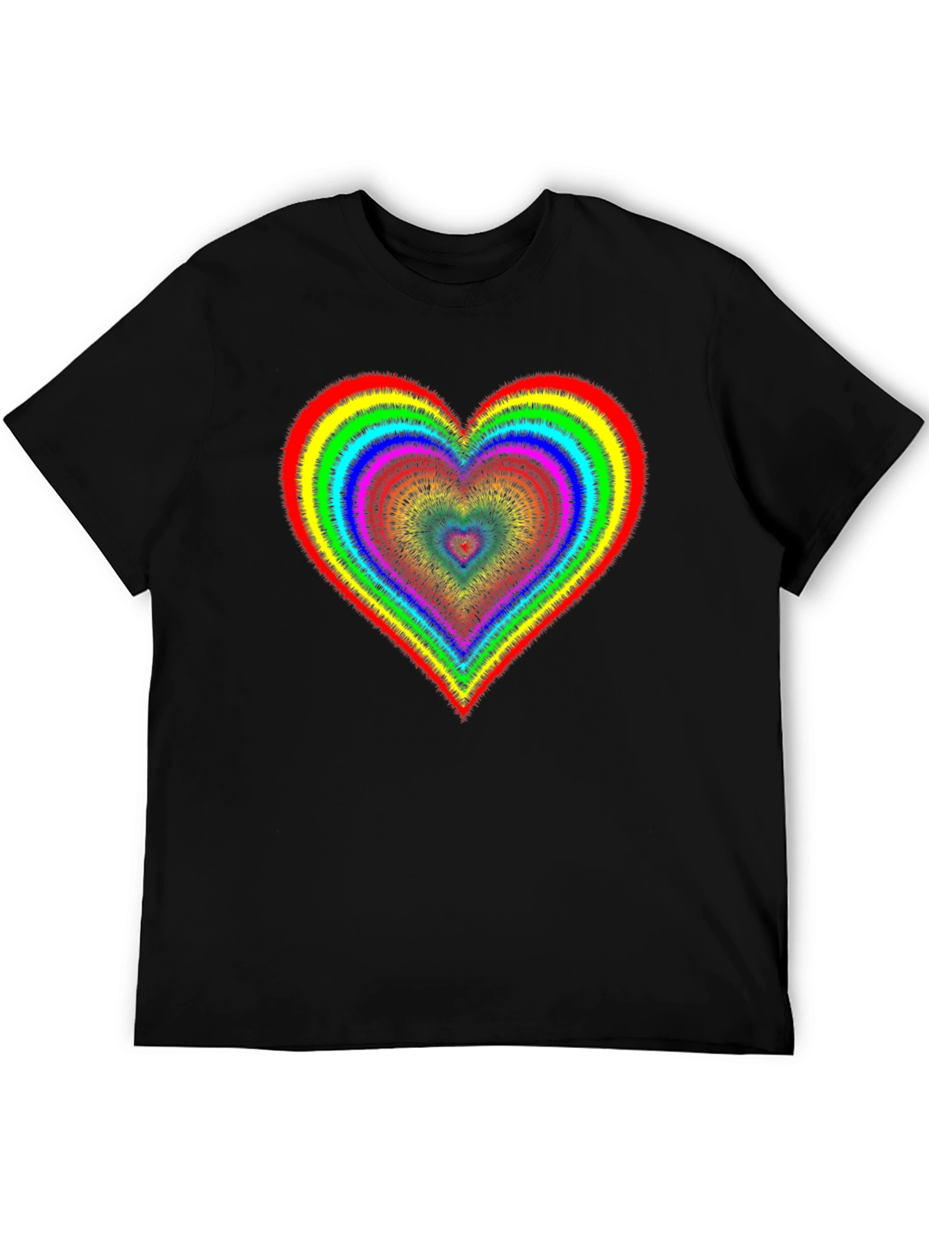 Rainbow Heart Graphic Tee - Black Cotton Blend
