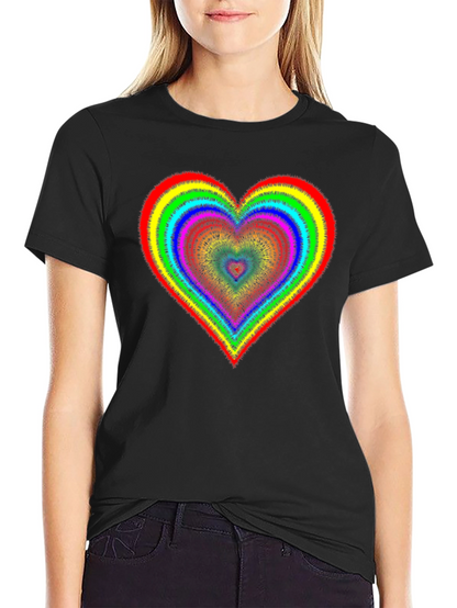 Rainbow Heart Graphic Tee - Black Cotton Blend
