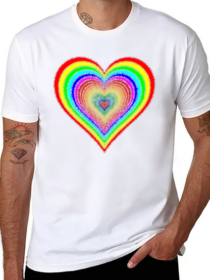 Rainbow Heart Graphic Tee - Black Cotton Blend