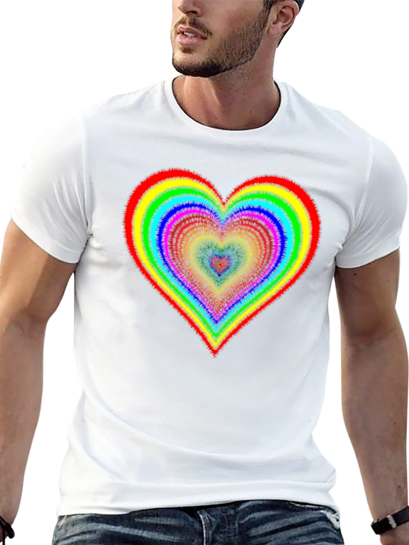 Rainbow Heart Graphic Tee - Black Cotton Blend