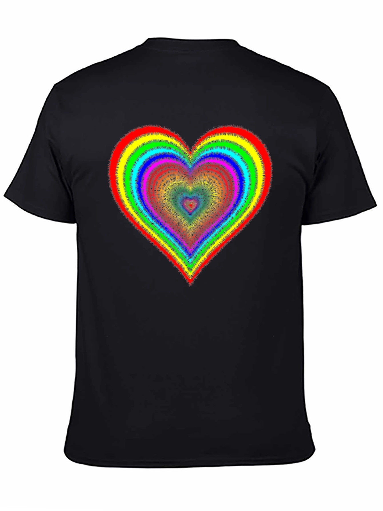 Rainbow Heart Graphic Tee - Black Cotton Blend