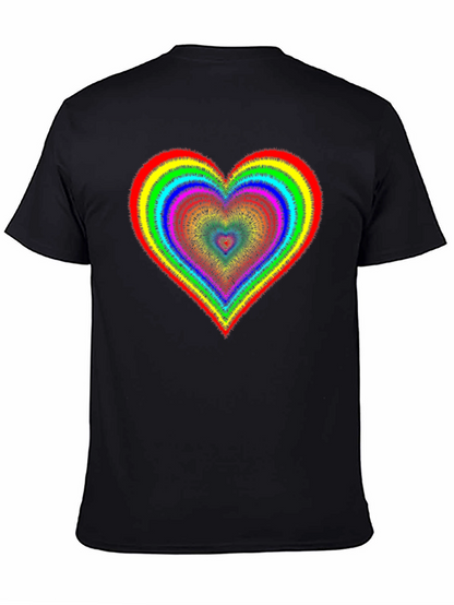 Rainbow Heart Graphic Tee - Black Cotton Blend