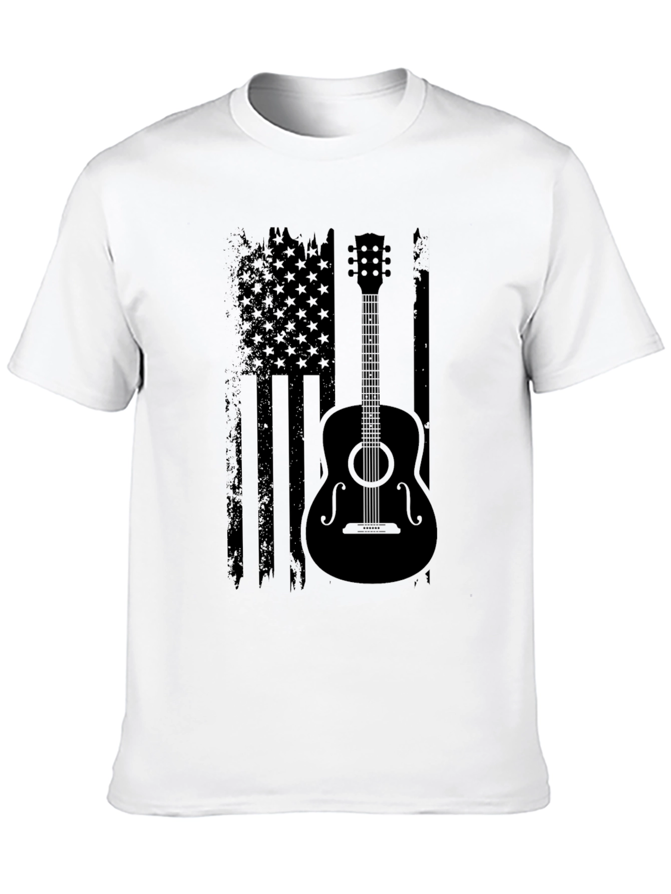 American Flag Guitar T-Shirt - Black
