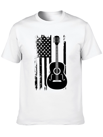 American Flag Guitar T-Shirt - Black