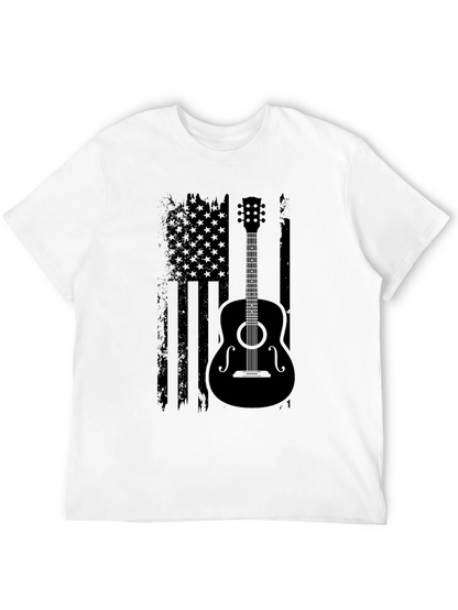 American Flag Guitar T-Shirt - Black