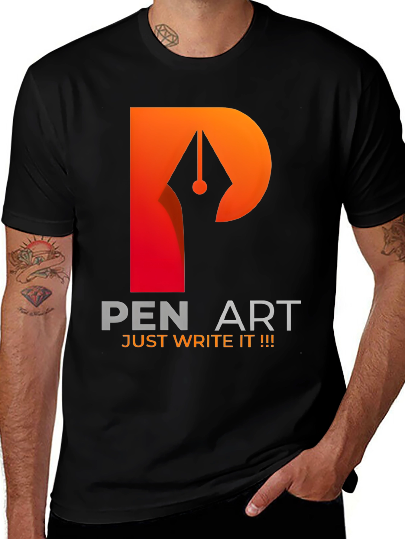 Pen Art Graphic T-Shirt - Just Write It!