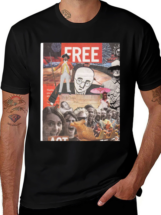 Collage Graphic Tee - Mens Black Cotton T-Shirt