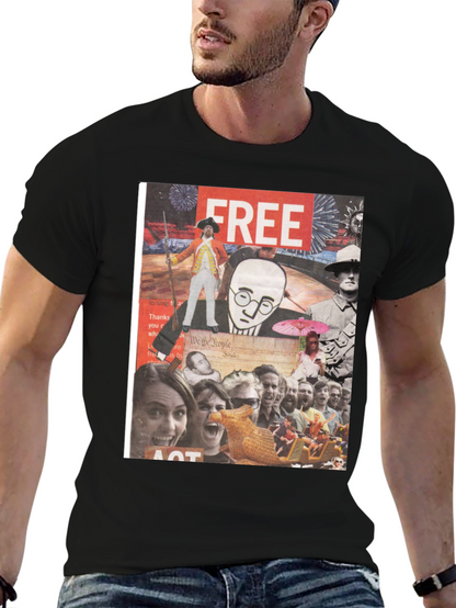 Collage Graphic Tee - Mens Black Cotton T-Shirt