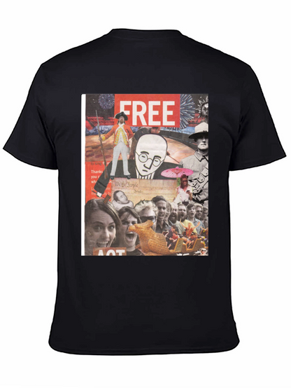 Collage Graphic Tee - Mens Black Cotton T-Shirt