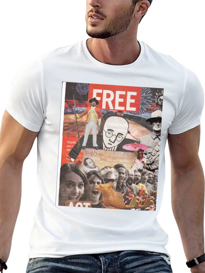 Collage Graphic Tee - Mens Black Cotton T-Shirt