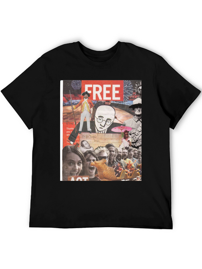 Collage Graphic Tee - Mens Black Cotton T-Shirt