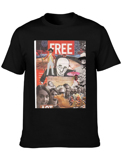 Collage Graphic Tee - Mens Black Cotton T-Shirt