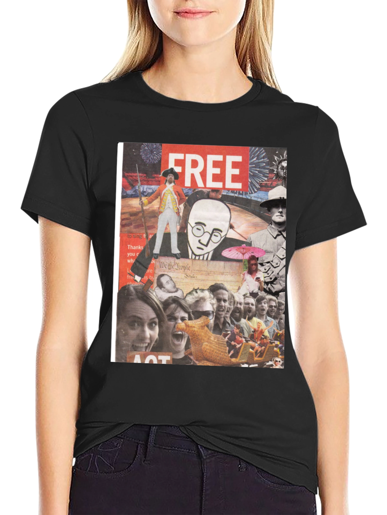 Collage Graphic Tee - Mens Black Cotton T-Shirt