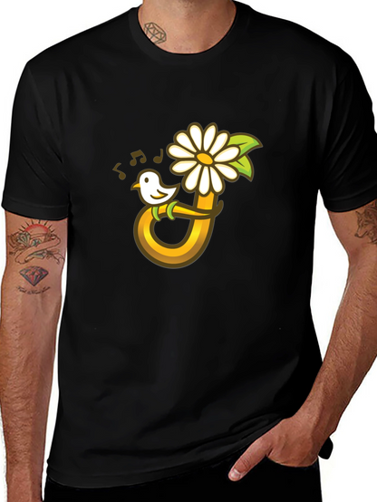Bird Flower Music T-Shirt