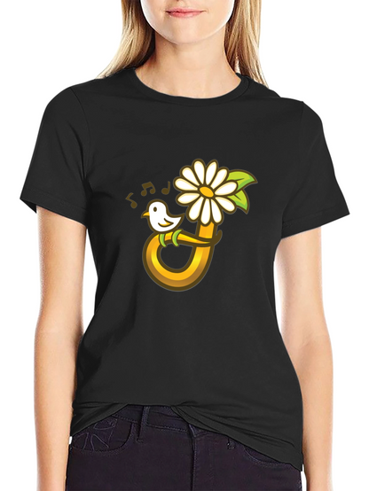 Bird Flower Music T-Shirt