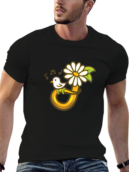 Bird Flower Music T-Shirt