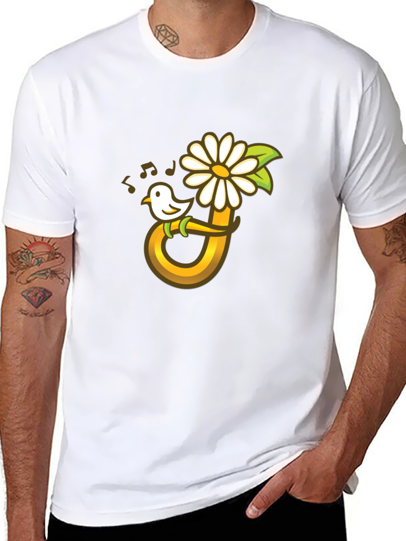 Bird Flower Music T-Shirt