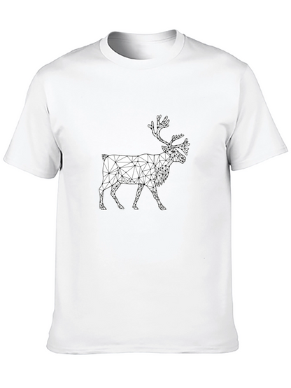 Geometric Reindeer Graphic Tee - Black