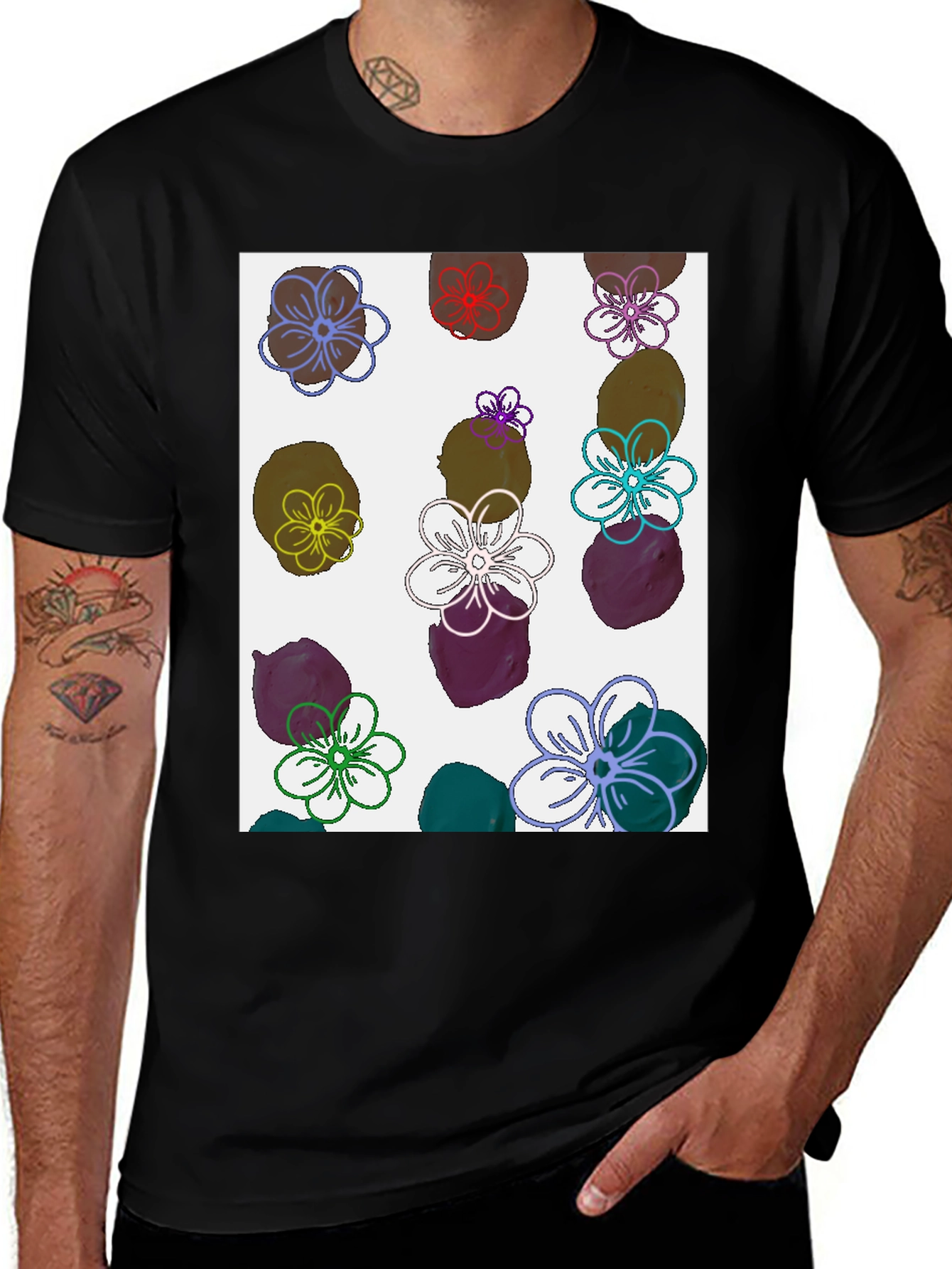 Floral Print T-Shirt - Modern Artistic Design