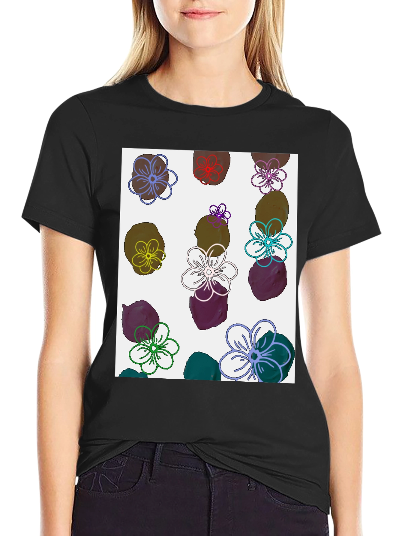 Floral Print T-Shirt - Modern Artistic Design