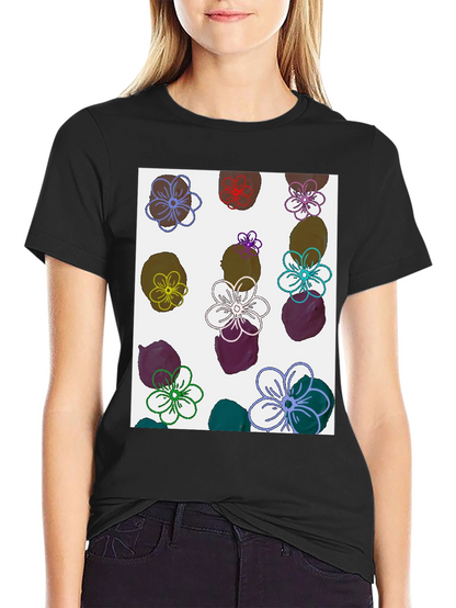 Floral Print T-Shirt - Modern Artistic Design