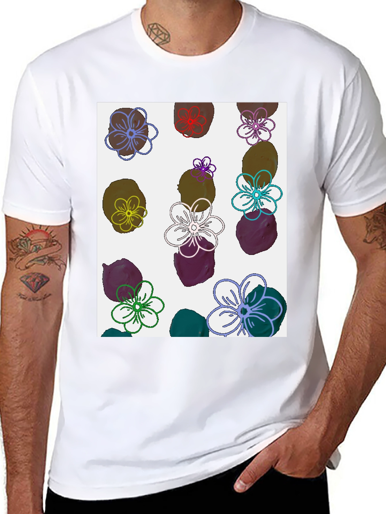 Floral Print T-Shirt - Modern Artistic Design