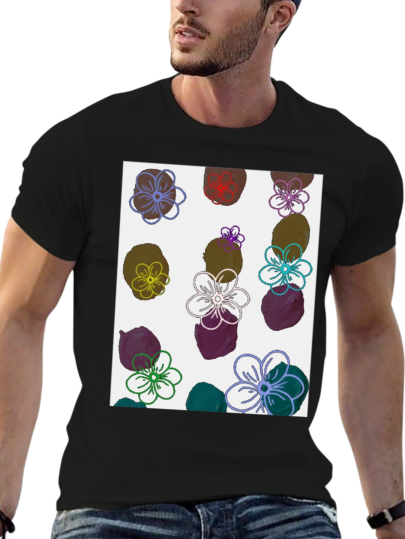 Floral Print T-Shirt - Modern Artistic Design