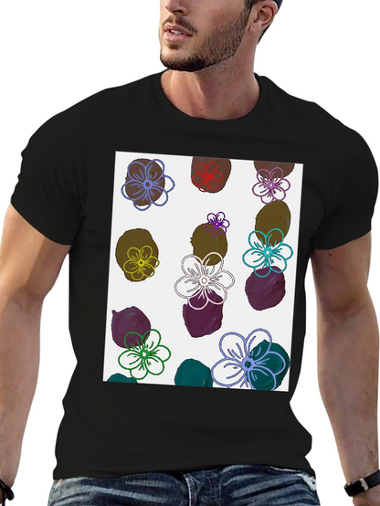 Floral Print T-Shirt - Modern Artistic Design
