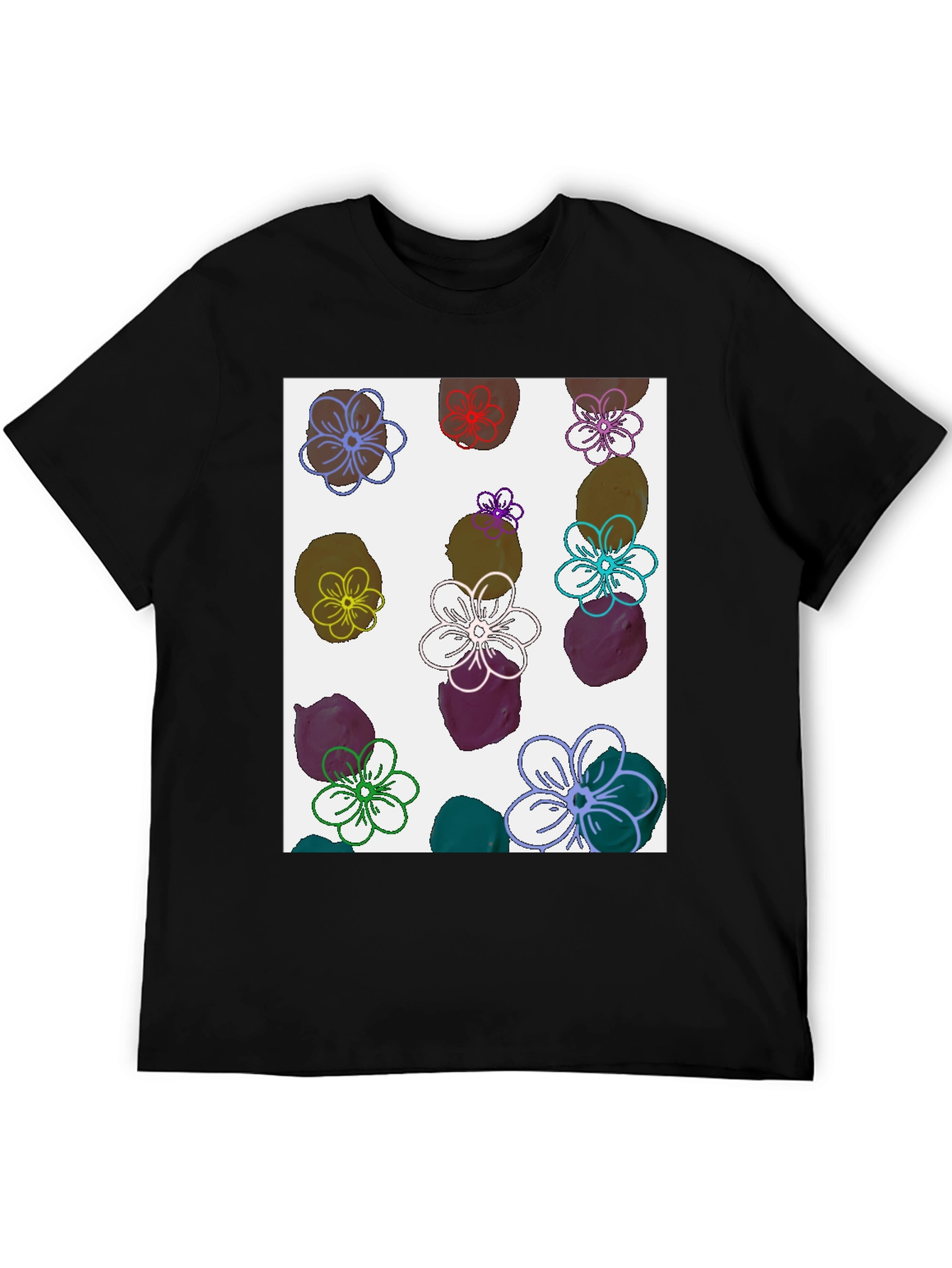 Floral Print T-Shirt - Modern Artistic Design