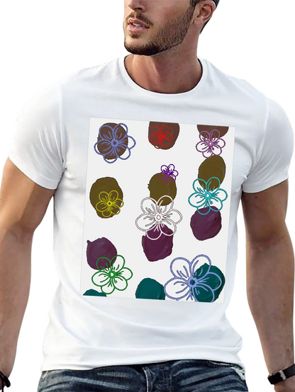Floral Print T-Shirt - Modern Artistic Design